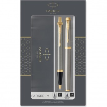 Подарочный набор PARKER: IM CORE BRUSHED METAL GT - ручки роллерная и шариковая Подарочный набор PARKER: IM CORE BRUSHED METAL GT - ручки роллерная и шариковая